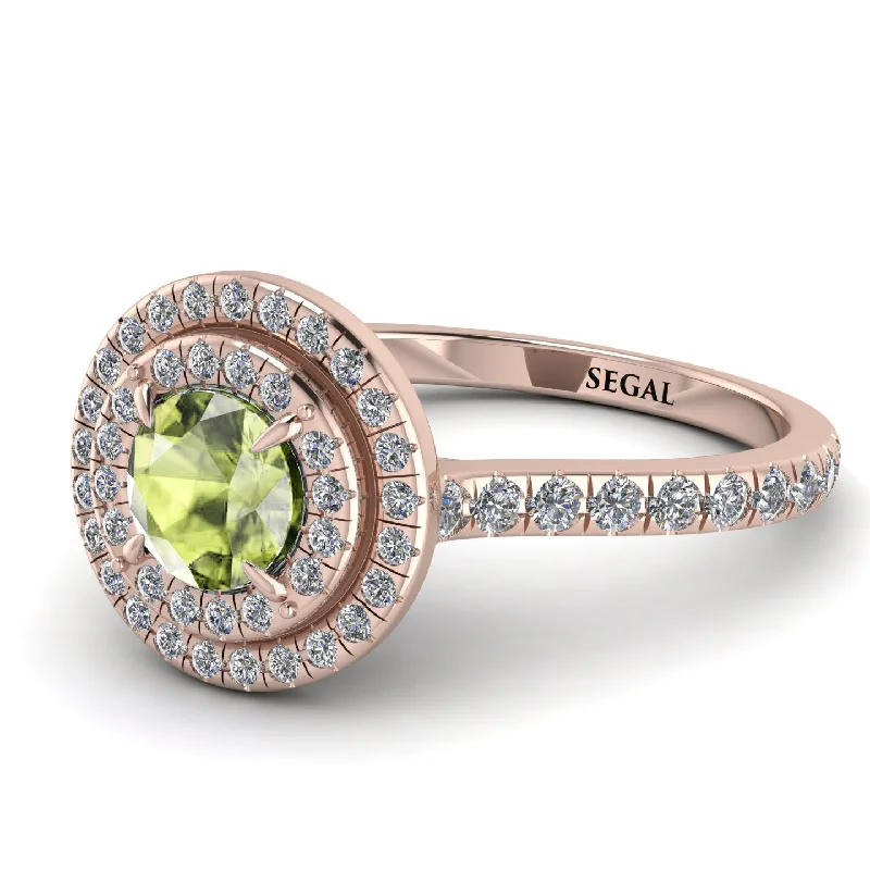 Double Halo Peridot Ring - Zoey No. 702