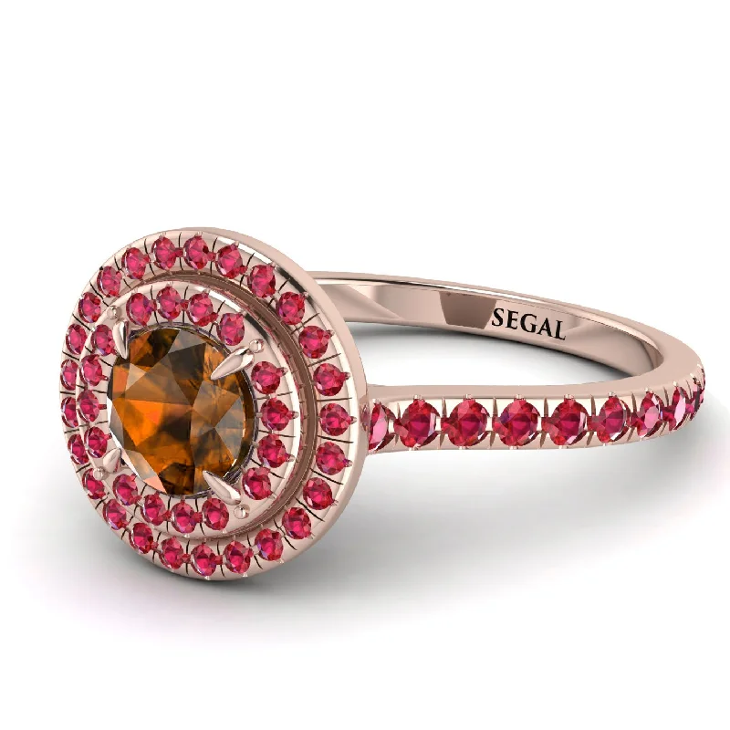 Double Halo Brown Diamond Ring - Zoey No. 1111