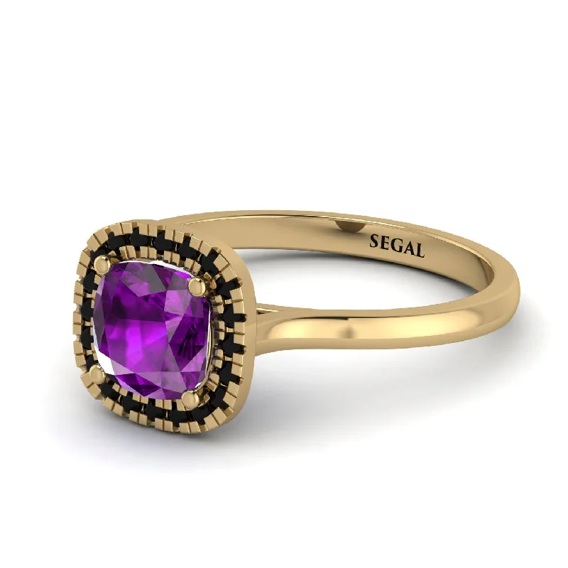 Vintage Classic Halo Cushion Amethyst Ring - Skylar No. 307