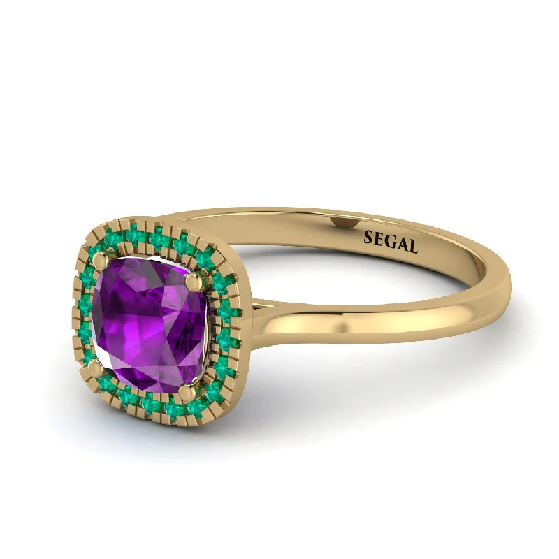 Vintage Classic Halo Cushion Amethyst Ring - Skylar No. 304