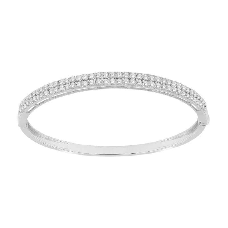 Chunky Silver Bangles-LADIES BANGLE 2.00CT ROUND DIAMOND 14K WHITE GOLD