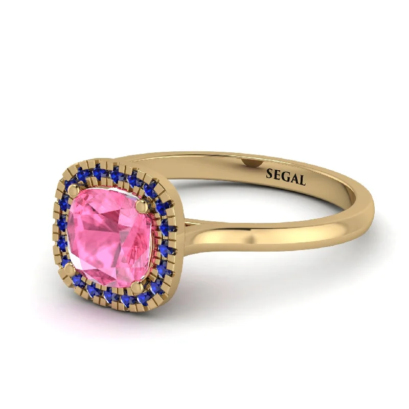 Vintage Classic Halo Cushion Pink Moissanite Ring - Skylar No. 813