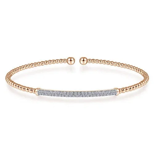 Traditional Gold Bangle-14K Rose Gold Bujukan Diamond Bar Split Bangle