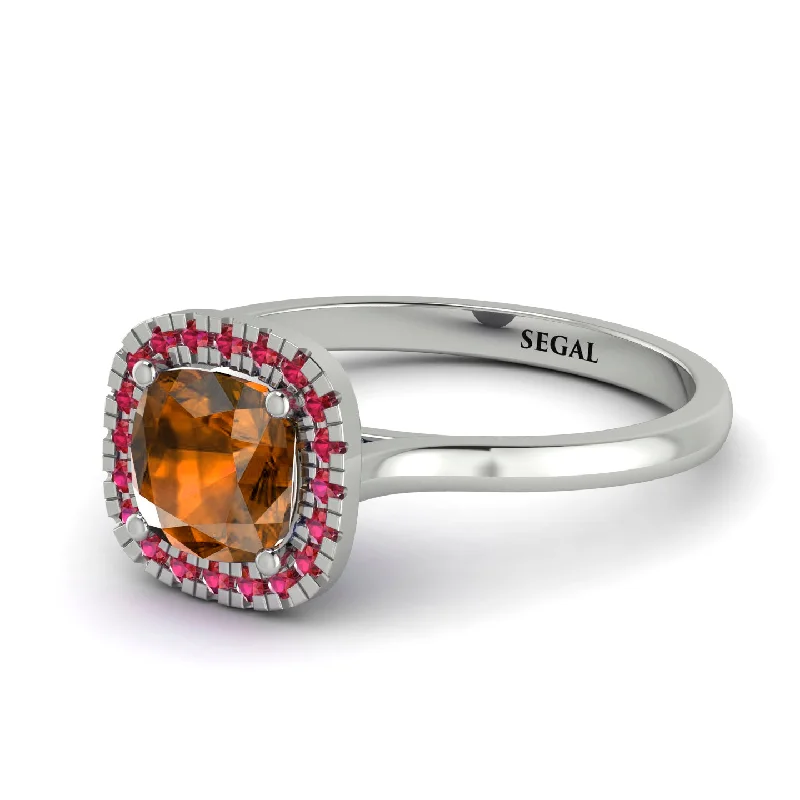 Vintage Classic Halo Cushion Brown Diamond Ring - Skylar No. 1112