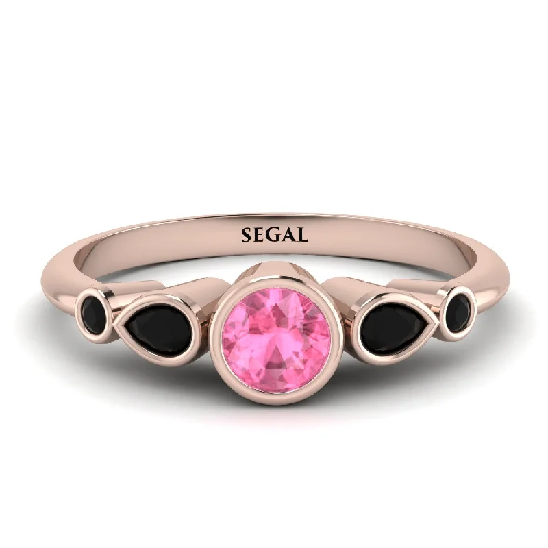 Bezel Symmetrical Pink Moissanite Ring - Ivy No. 808