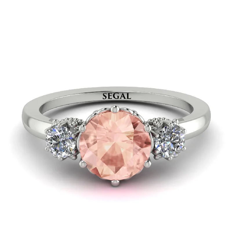 Classic 3 Stone Morganite Engagement Ring - Sofia No. 903