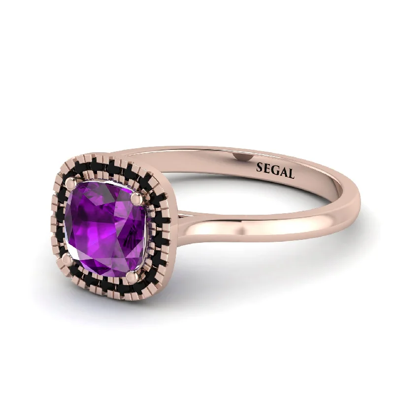 Vintage Classic Halo Cushion Amethyst Ring - Skylar No. 308