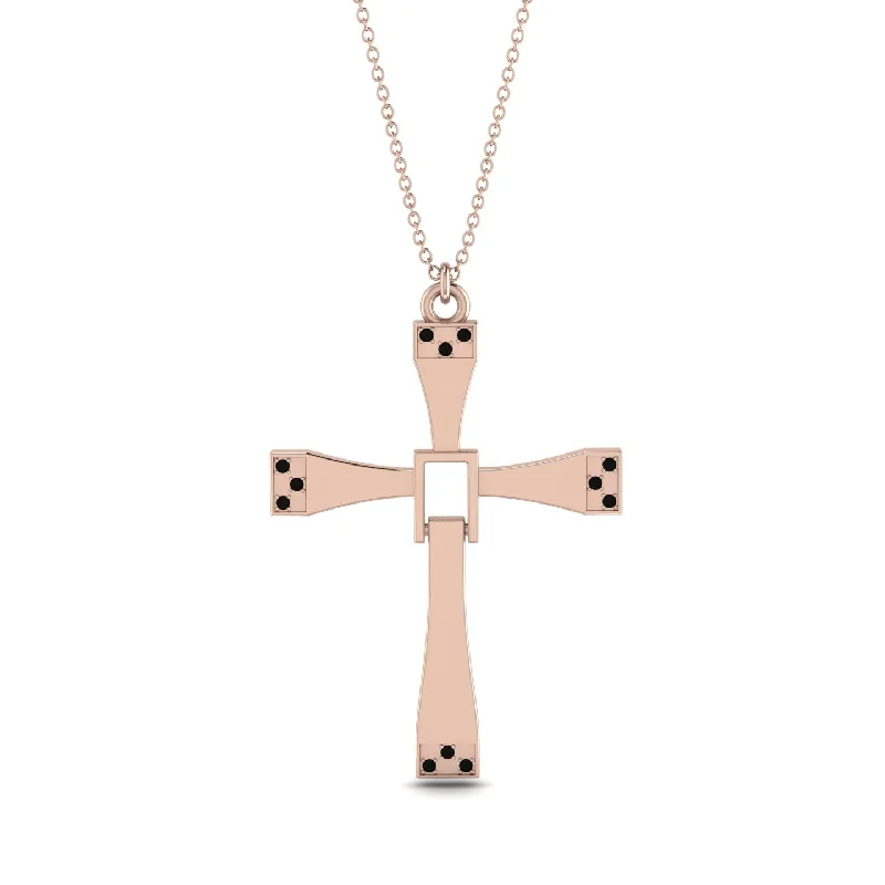 Customizable Necklace-Two Parts Black Diamond Cross Necklace - Felix No. 8