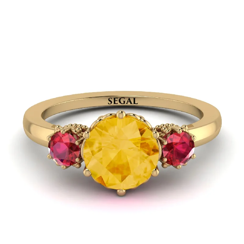 Classic 3 Stone Citrine Engagement Ring - Sofia No. 610