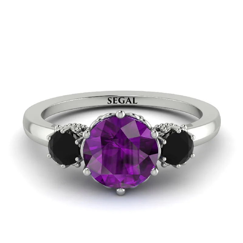 Classic 3 Stone Amethyst Engagement Ring - Sofia No. 309