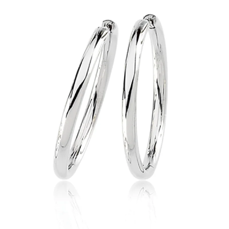 Artistic Pearl Earrings-2.6mm Endless Round Hinged Hoop Earrings in 14k White Gold, 34mm