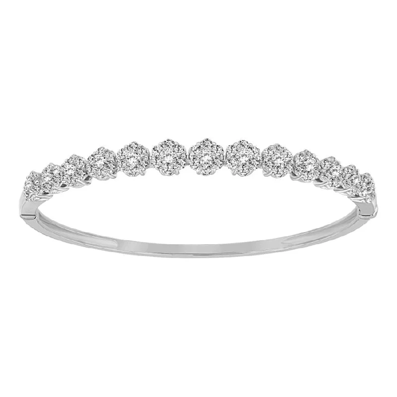 Dainty Silver Bangles-LADIES BANGLE 2.50CT ROUND DIAMOND 14K WHITE GOLD