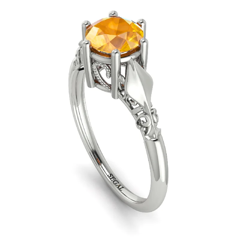 Art deco Leaves Structure Yellow Diamond  Ring- Reagan no. 1003