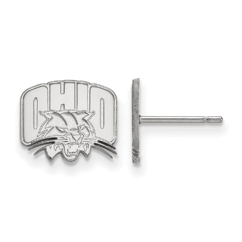 Fashionable Hoop Earrings-Sterling Silver Ohio University XS (Tiny) Logo Post Earrings