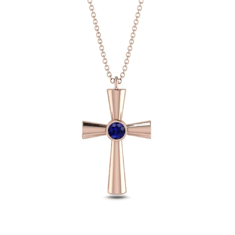 Turquoise Bead Necklace-Minimalist Sapphire Cross Necklace - Philip No. 14