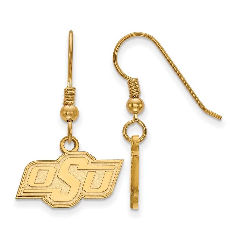 Statement Chandelier Earrings-14k Gold Plated Silver Oklahoma State University Dangle Earrings