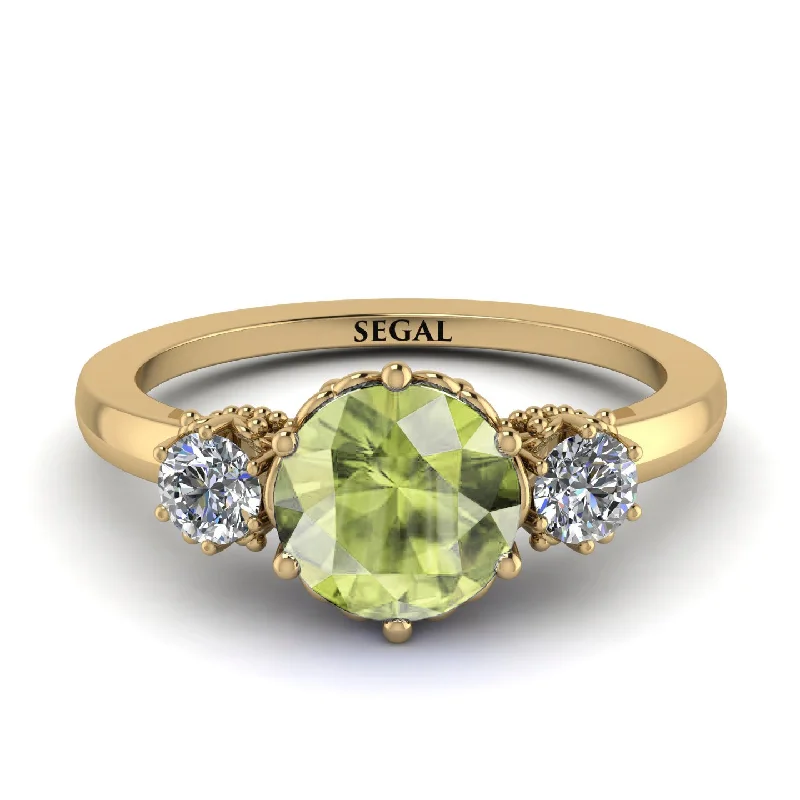 Classic 3 Stone Peridot Engagement Ring - Sofia No. 701