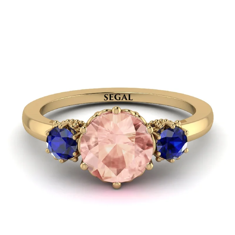 Classic 3 Stone Morganite Engagement Ring - Sofia No. 913