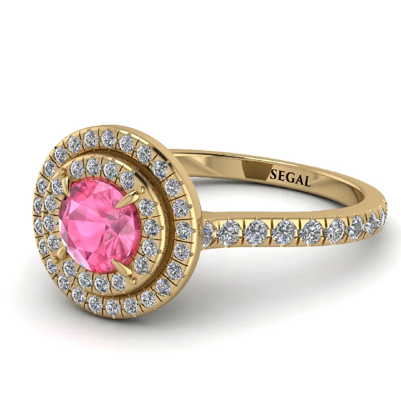 Double Halo Pink Moissanite Ring - Zoey No. 801