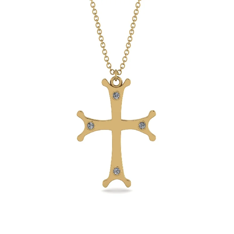 Elegant Gold Leaf Necklace-Vintage Diamond Christian Cross Necklace - Peter No. 1