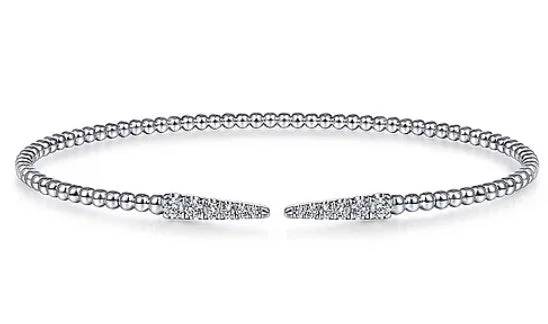 Fashionable Stack Bangles-14K White Gold Bujukan Diamond Spikes Split Bangle