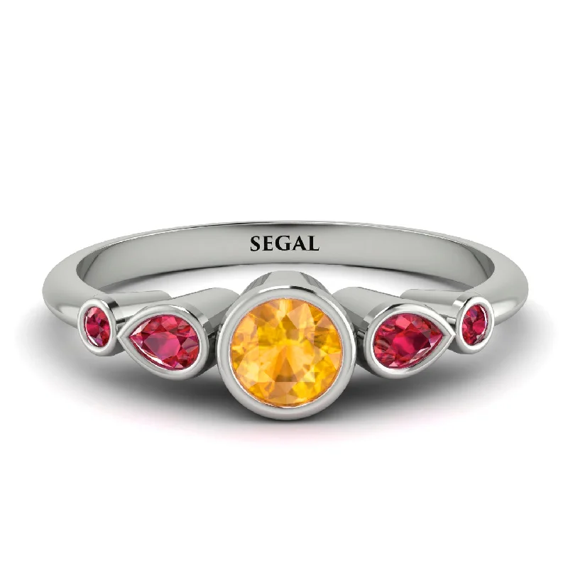 Bezel Symmetrical Yellow Diamond Ring - Ivy No. 1012