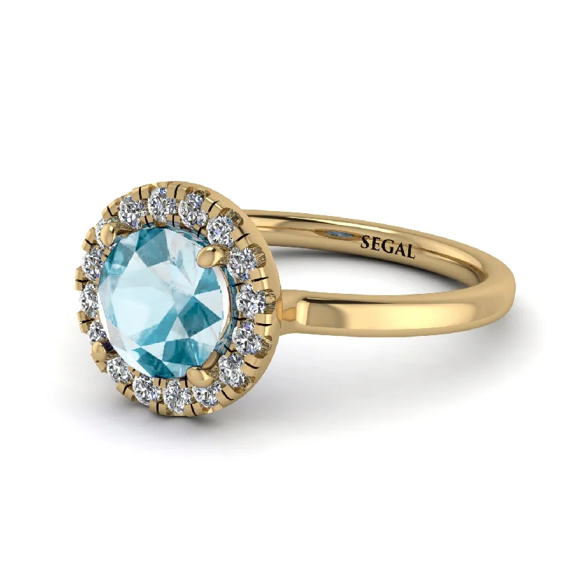 1ct Round Aquamarine Engagement Ring - Natalia No. 401