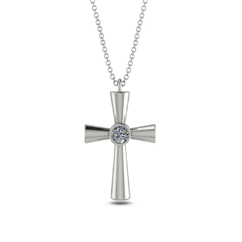 Simple Bar Necklace-Minimalist Diamond Cross Necklace - Philip No. 3