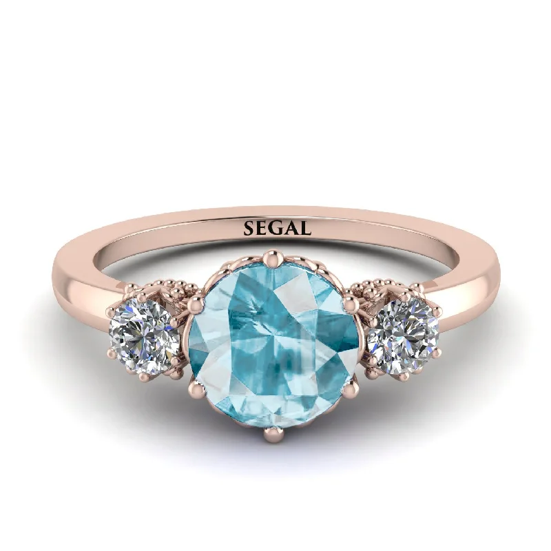 Classic 3 Stone Aquamarine Engagement Ring - Sofia No. 402