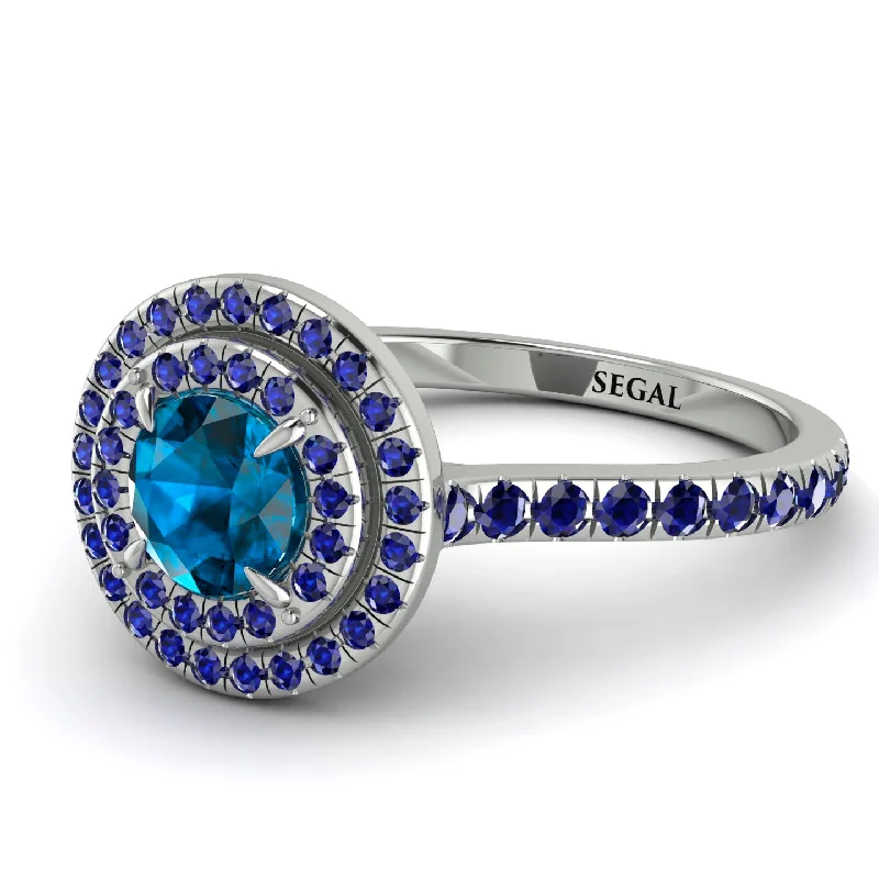 Double Halo Blue Topaz Ring - Zoey No. 515