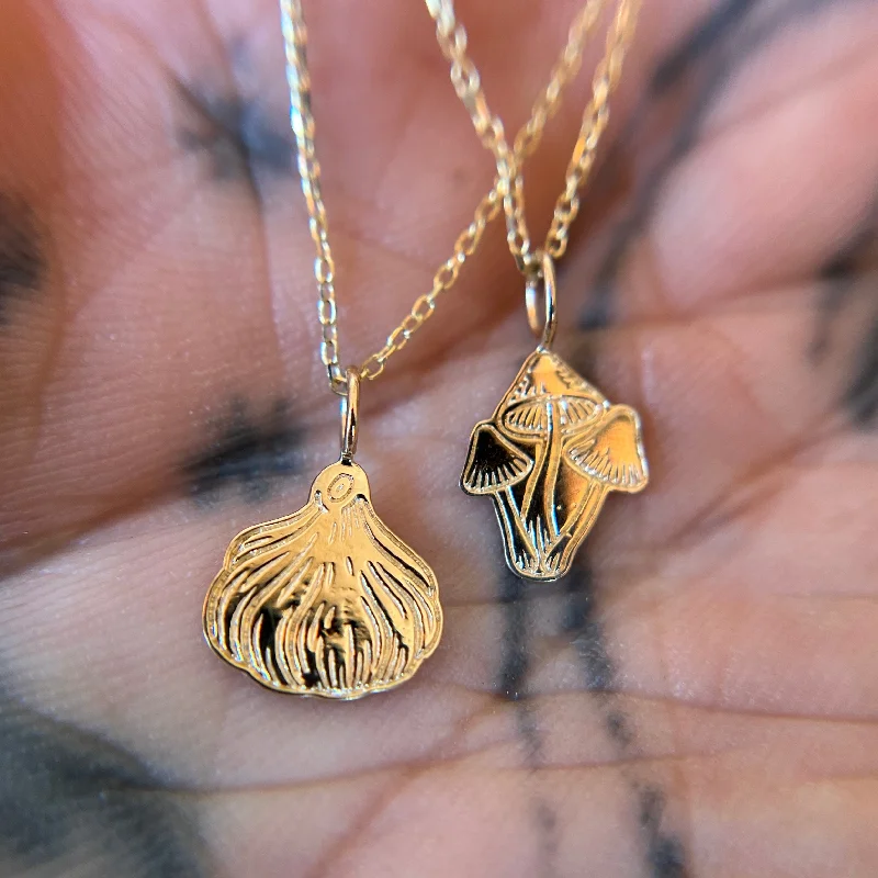 Gold Coin Necklace-Mushroom Charm Necklace