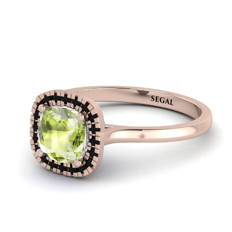 Vintage Classic Halo Cushion Peridot Ring - Skylar No. 708