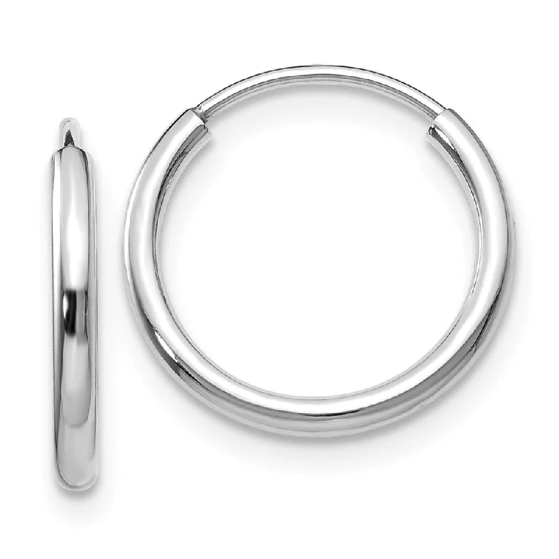 Sterling Silver Earrings-1.5mm, 14k White Gold Endless Hoop Earrings, 13mm (1/2 Inch)