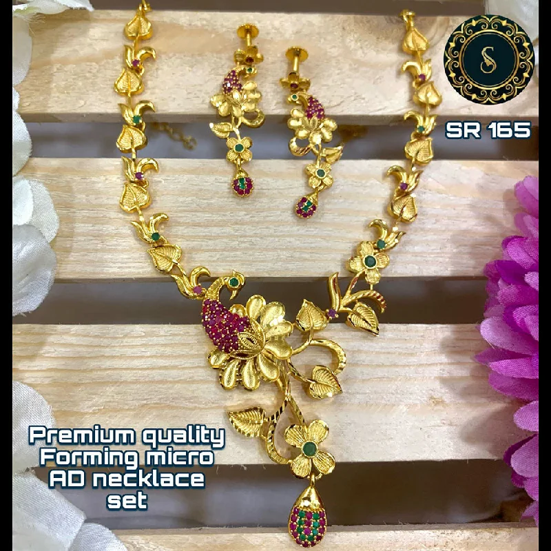 Luxury Gold Necklace-Siara Collections Forming Gold Pota Stone Necklace Set