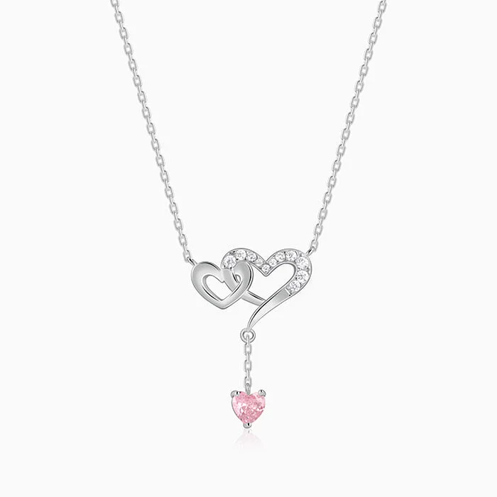 Romantic Heart Necklace-Silver Double Love Necklace