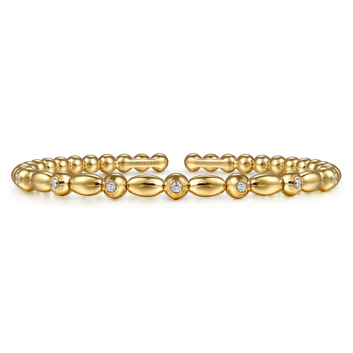 Dainty Silver Bangles-14K Yellow Gold Bujukan Diamond Split Bangle Bracelet