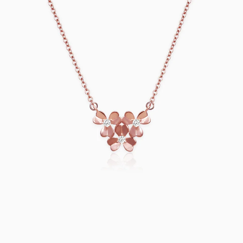 Statement Chunky Necklace-Rose Gold Blooming Flower Necklace