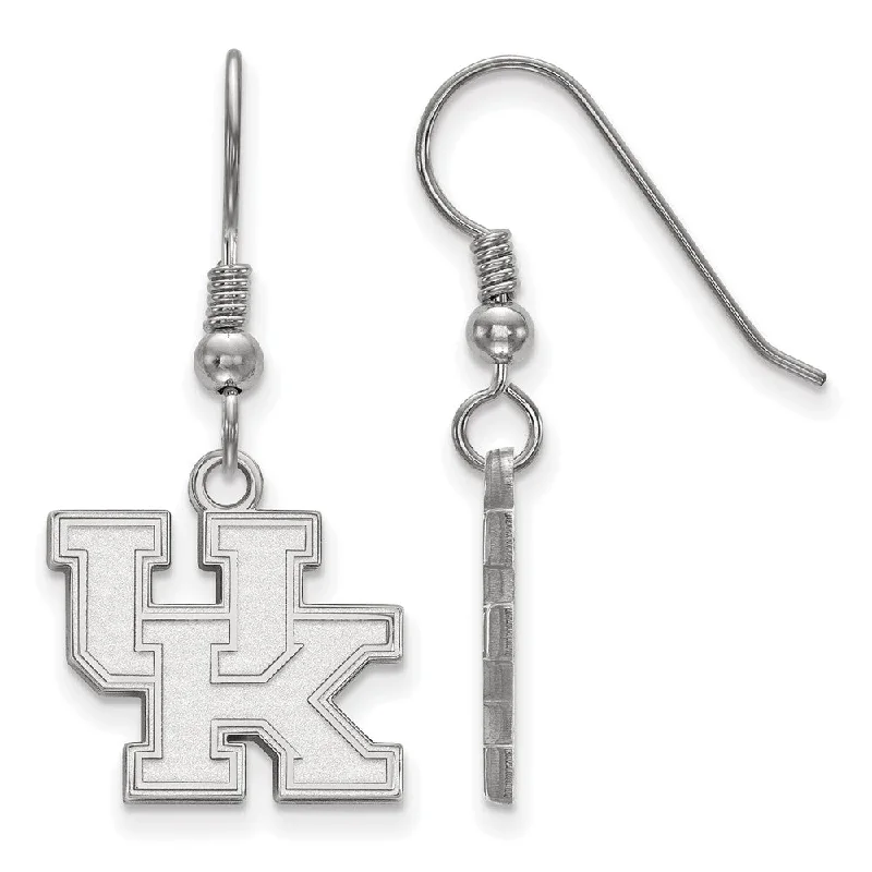 Edgy Silver Earrings-Sterling Silver University of Kentucky Small 'UK' Dangle Earrings