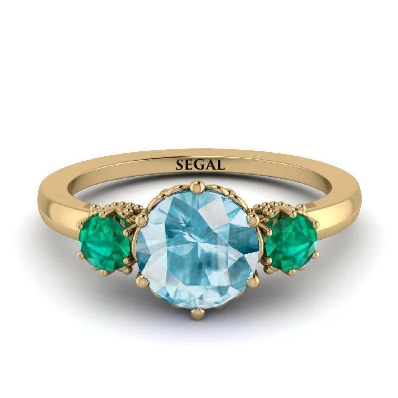 Classic 3 Stone Aquamarine Engagement Ring - Sofia No. 404