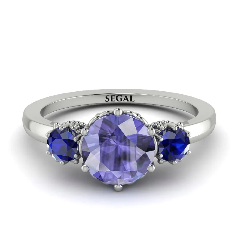 Classic 3 Stone Tanzanite Engagement Ring - Sofia No. 215