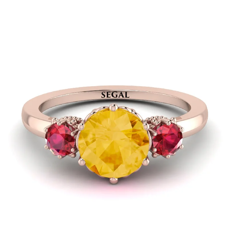 Classic 3 Stone Citrine Engagement Ring - Sofia No. 611