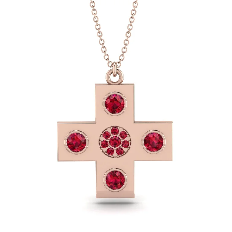 Wedding Bridal Necklace-Equilateral Ruby Cross Necklace - Jayce No. 11