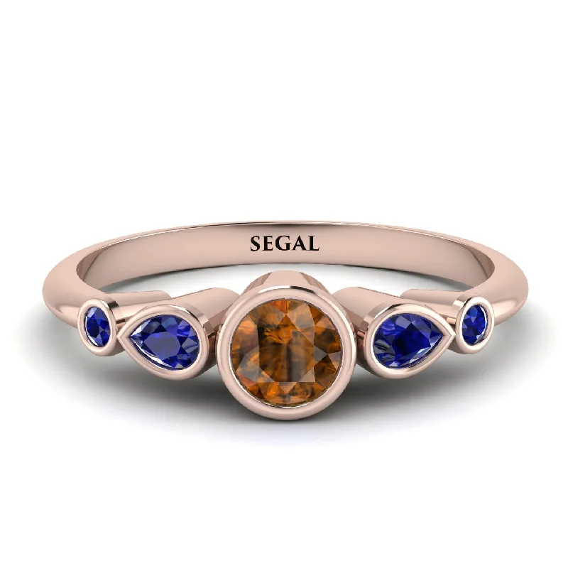 Bezel Symmetrical Brown Diamond Ring - Ivy No. 1114