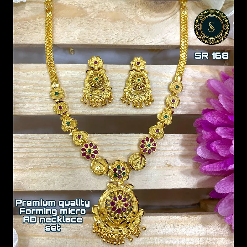 Unique Gemstone Necklace-Siara Collections Forming Gold Pota Stone Necklace Set