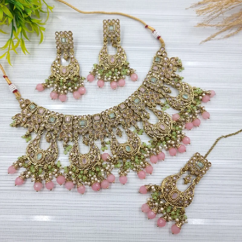 Trendy Gold Pendant Necklace-JCM Gold Plated Necklace Set