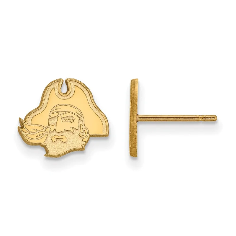 Luxury Stud Earrings-14k Yellow Gold East Carolina University XS Pirate Post Earrings