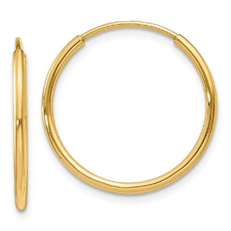 Unique Statement Earrings-1.25mm, 14k Yellow Gold Endless Hoop Earrings, 18mm (11/16 Inch)