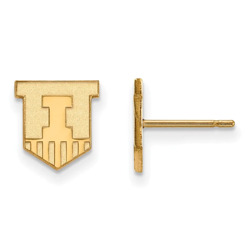 Pink Gold Earrings-14k Gold Plated Silver University of Illinois XS (Tiny) Post Earrings