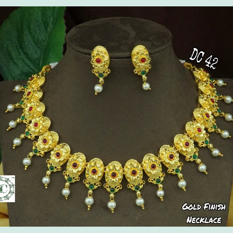 Artistic Necklace for Women-Diksha Collection Gold Plated Choker Necklace Set