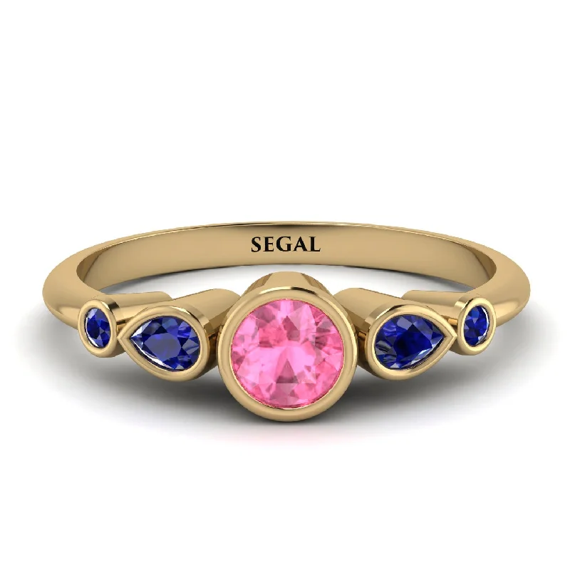 Bezel Symmetrical Pink Moissanite Ring - Ivy No. 813